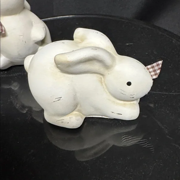 Pier 1 Set Of Two White Ceramic Rabbits - Picture 7 of 9